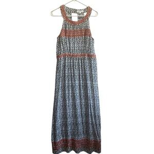 THML Jameson Black and White Maxi Dress with Orange Accents. Size L